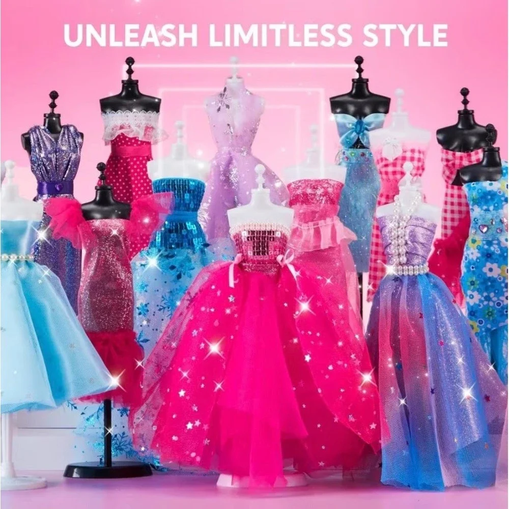 400pcs Fashion Doll DIY Design, Kids Arts‎ & Crafts, Sewing Kit 50+ Outfits 8+YO